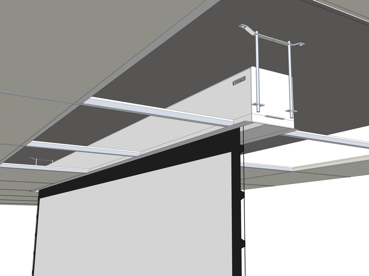 Ineenstorting handtekening afgewerkt Electro In-Ceiling Series projectiescherm