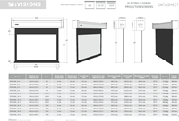 Alle afmetingen van de Electro L-Series projectieschermen. Download deze datasheet als PDF bij Documenten. ||