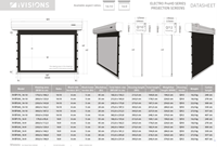 Alle afmetingen van de Electro ProHD projectieschermen. Download deze datasheet als PDF bij Documenten. ||