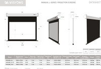 Alle afmetingen van de Manual L-Series projectieschermen. Download deze datasheet als PDF bij Documenten. ||