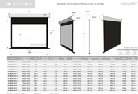 Alle afmetingen van de Manual M-Series projectieschermen. Download deze datasheet als PDF bij Documenten. ||