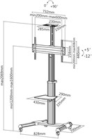 iVisions LFD Pro Floor Trolley DV04-46TW Technische tekening