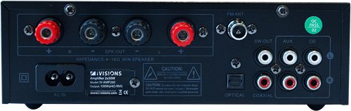 iVisions ProAudio AMP260 aansluitingen