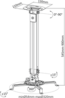 iVisions Beamerbeugel PB18M (Wit) Bouwtekening