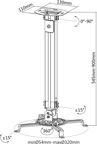 iVisions Beamerbeugel PB18M (Wit) Bouwtekening